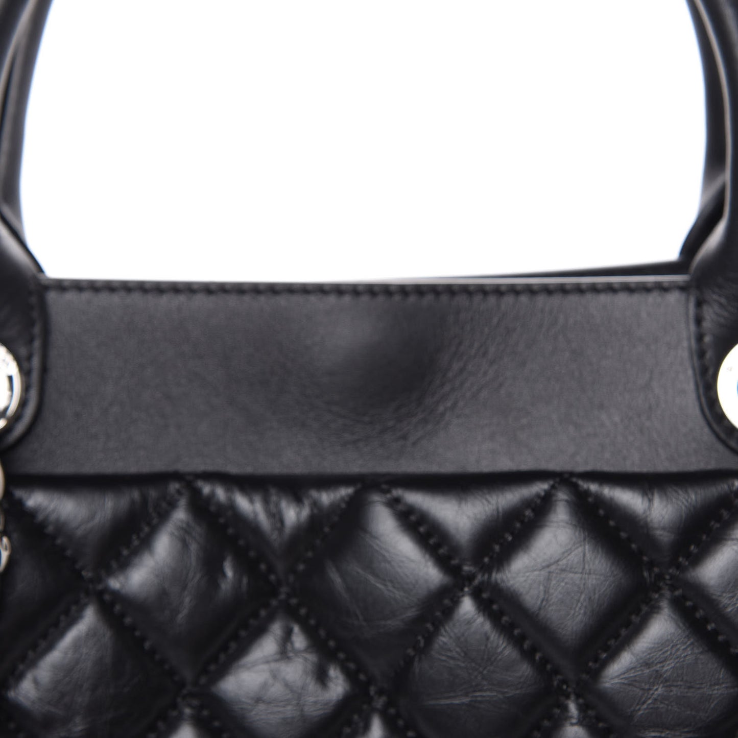 Aged Calfskin Quilted Be CC Tote Black