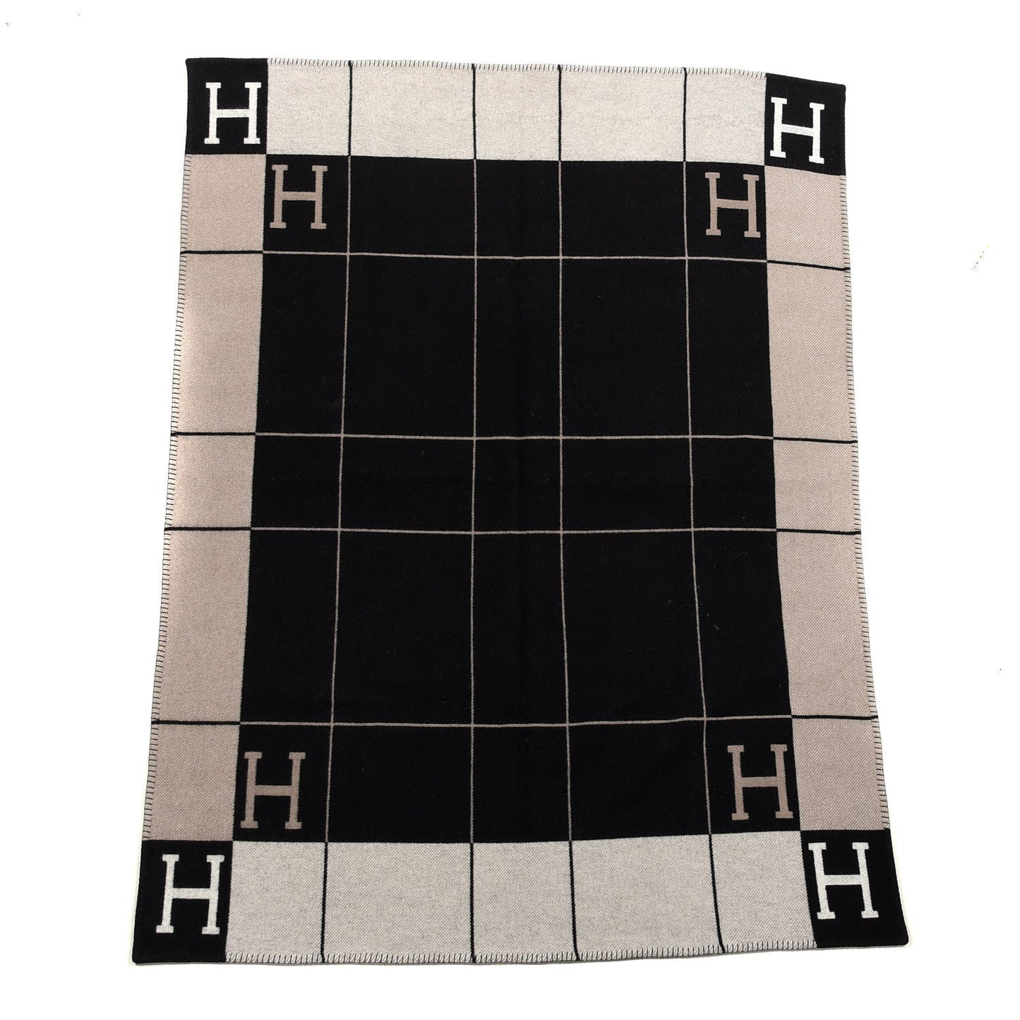 Wool Cashmere Avalon III Blanket Ecru Black