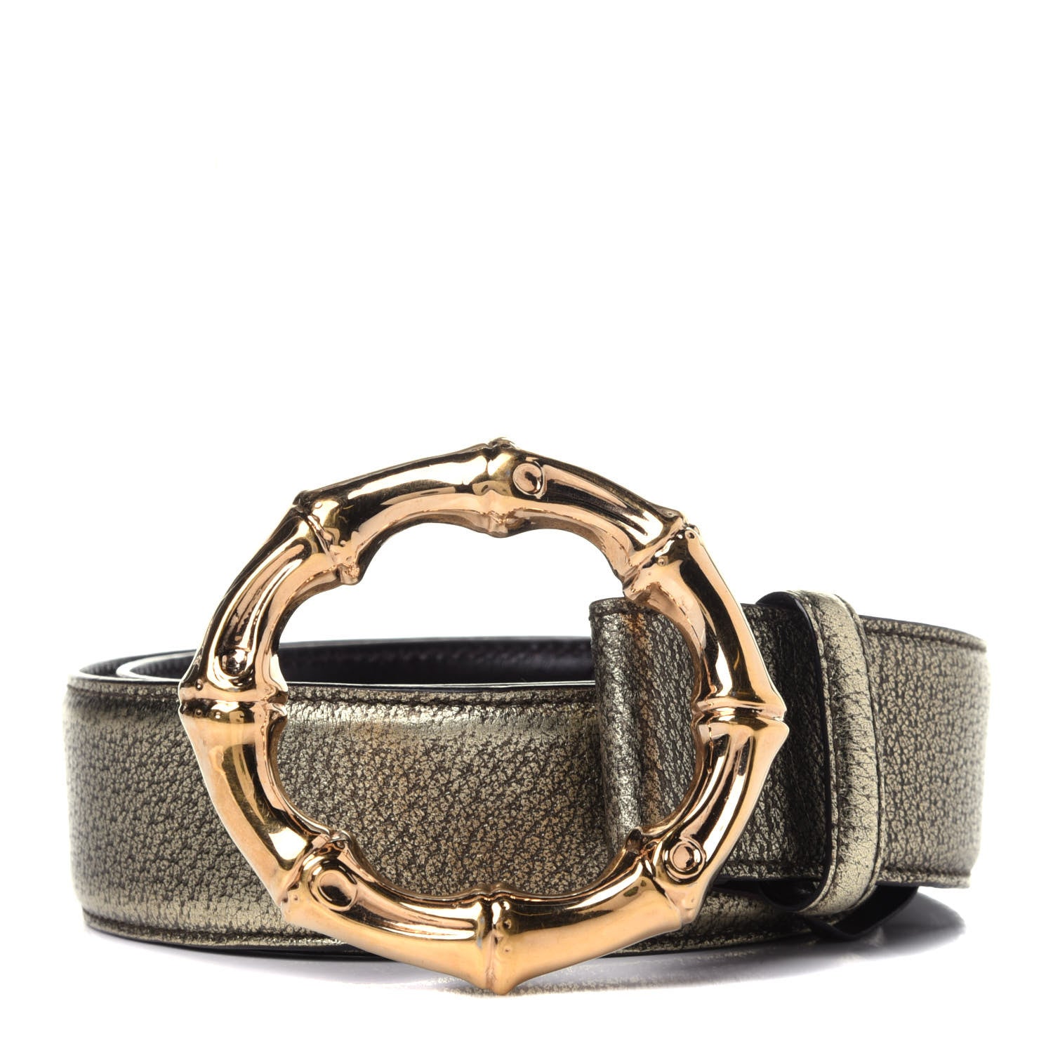 Gucci Calfskin Bamboo Ring Belt 85 34 Gold 1 of 7