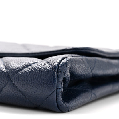 Chanel Caviar Quilted Clutch With Chain Flap Navy Blue 10 of 13