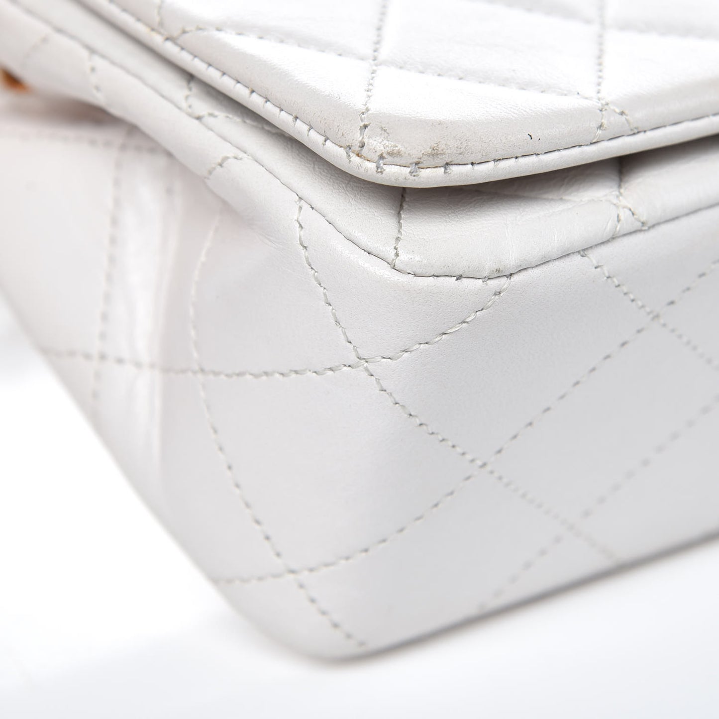 Lambskin Quilted Mini Flap White