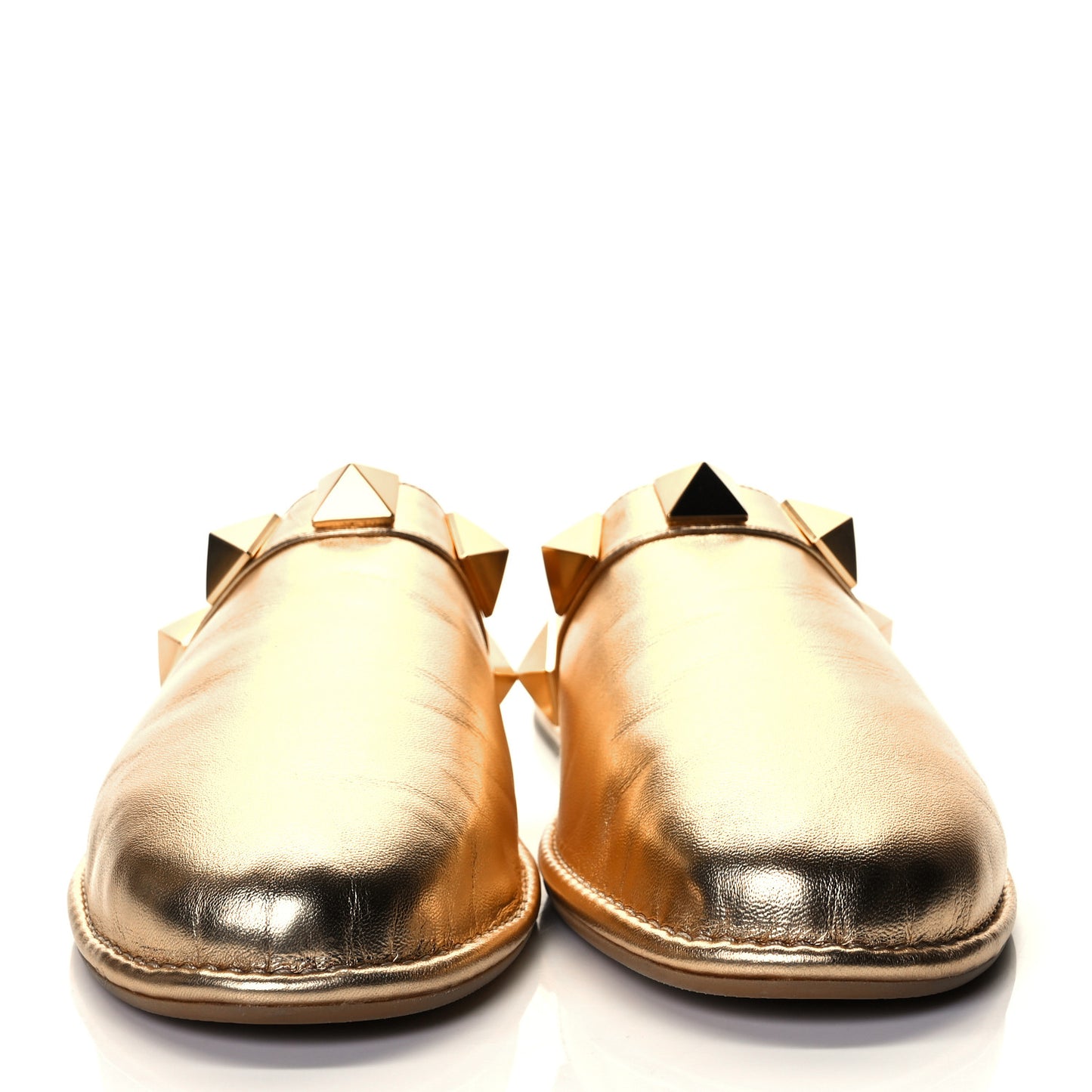 Metallic Nappa Roman Stud Slippers 39.5 Antique Brass