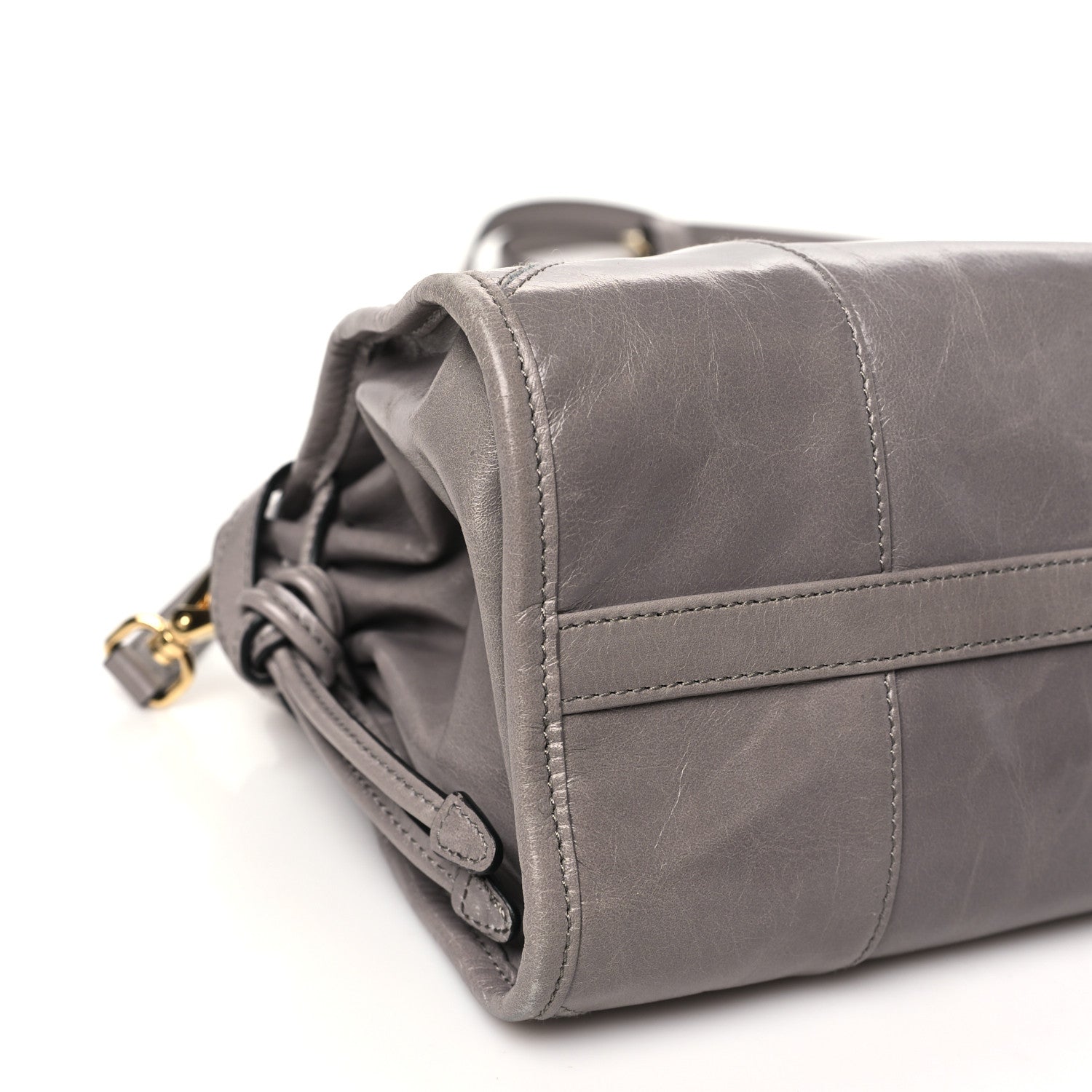 Prada Glossy Calfskin Triangle Medium Bonnie Shoulder Bag Pewter 8 of 10