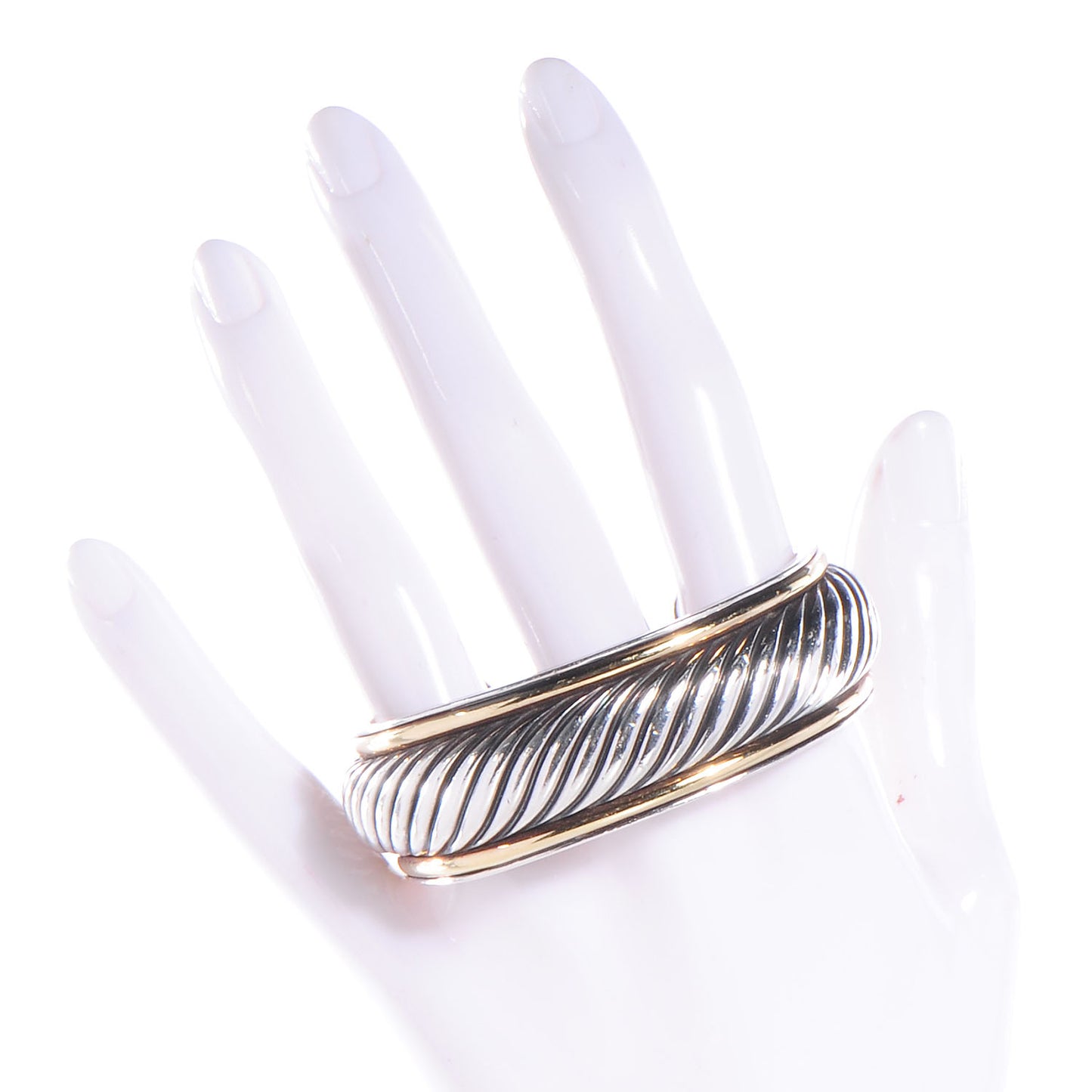 Sterling Silver 18k Gold Sculpted Cable Cuff