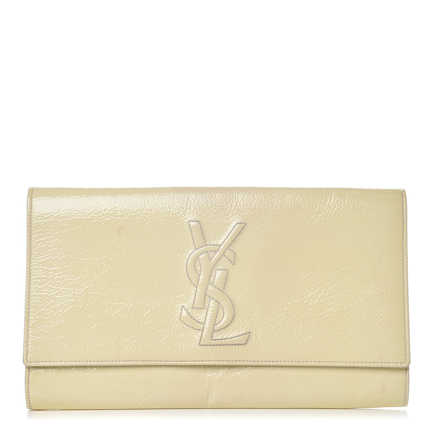 Saint Laurent Patent Calfskin Large Belle De Jour Clutch Off White 1 of 15