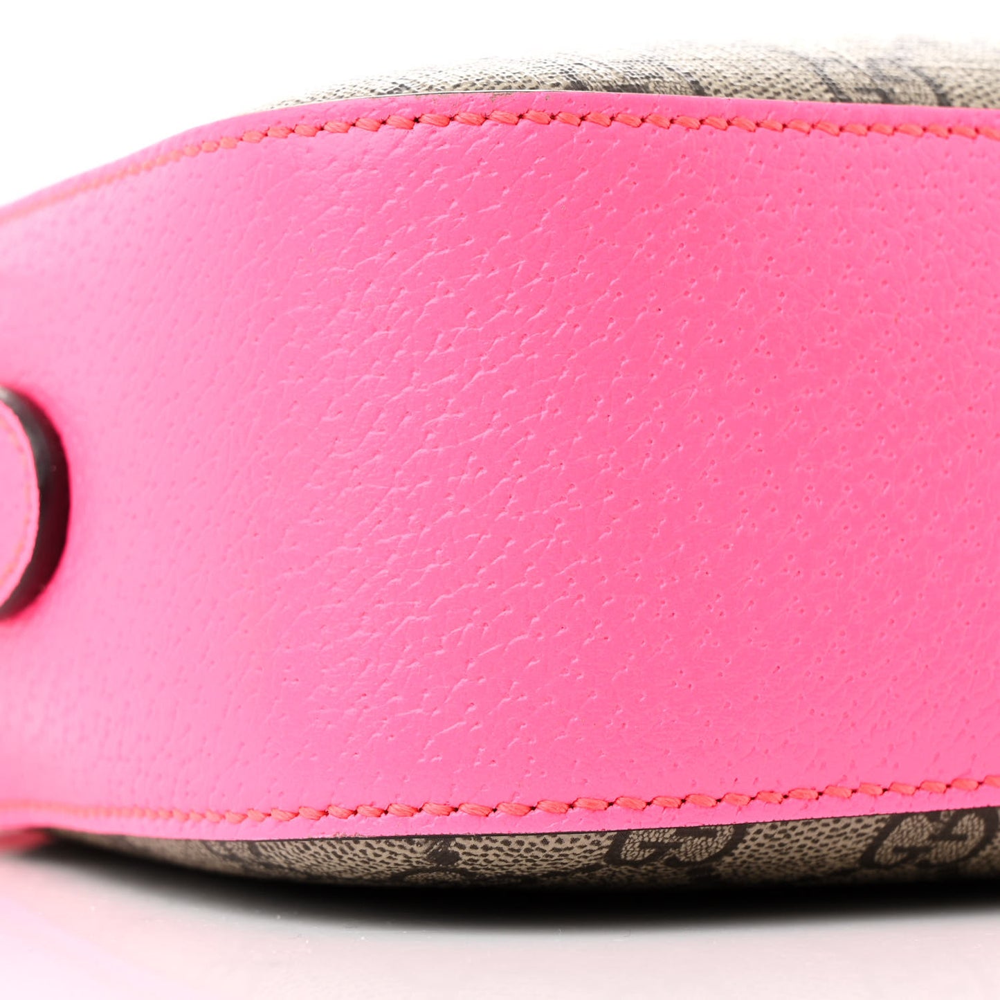 GG Supreme Monogram Textured Dollar Calfskin Web Ophidia Small Crossbody Bag Beige Ebony Fuchsia