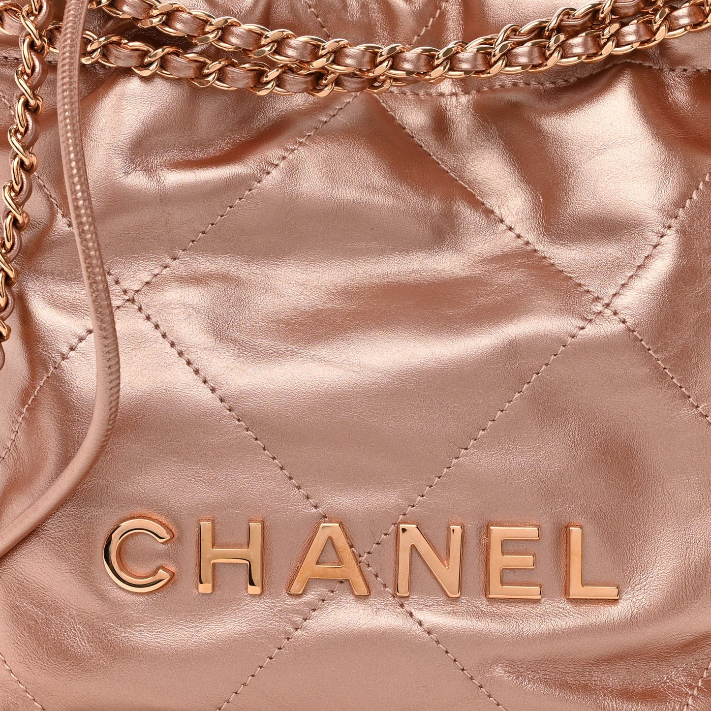 Metallic Calfskin Quilted Mini Chanel 22 Copper