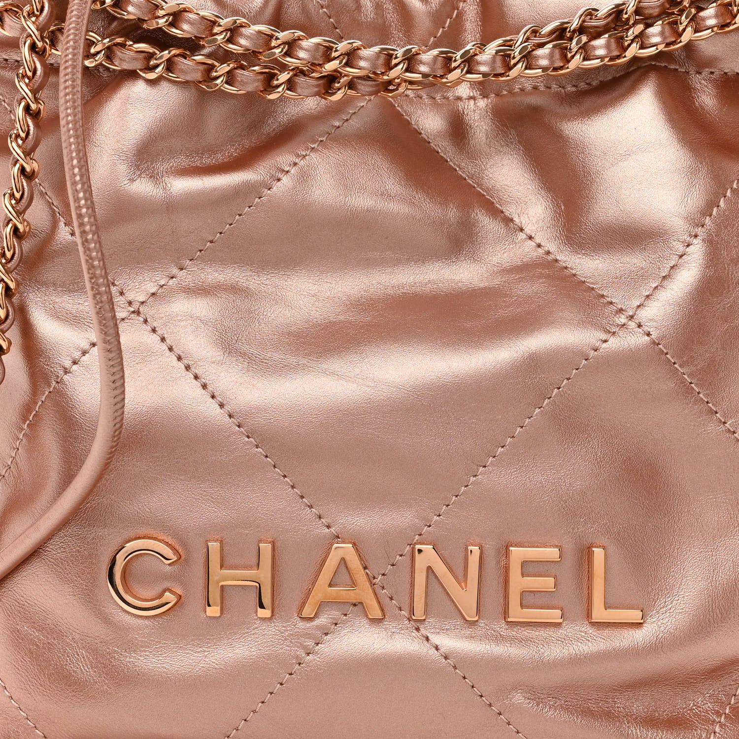 Chanel Metallic Calfskin Quilted Mini Chanel 22 Copper 7 of 9