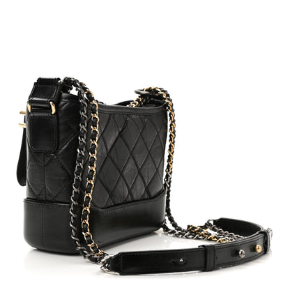 Chanel Aged Calfskin Quilted Small Gabrielle Hobo Black 3 of 11