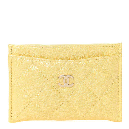 Chanel Iridescent Caviar Quilted Card Holder Yellow 1 of 9