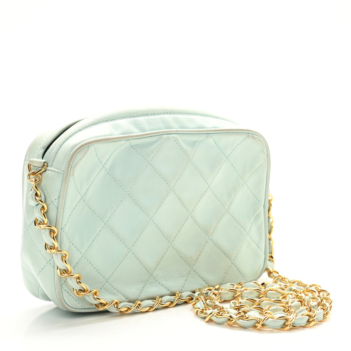 Lambskin Quilted CC Camera Case Light Blue