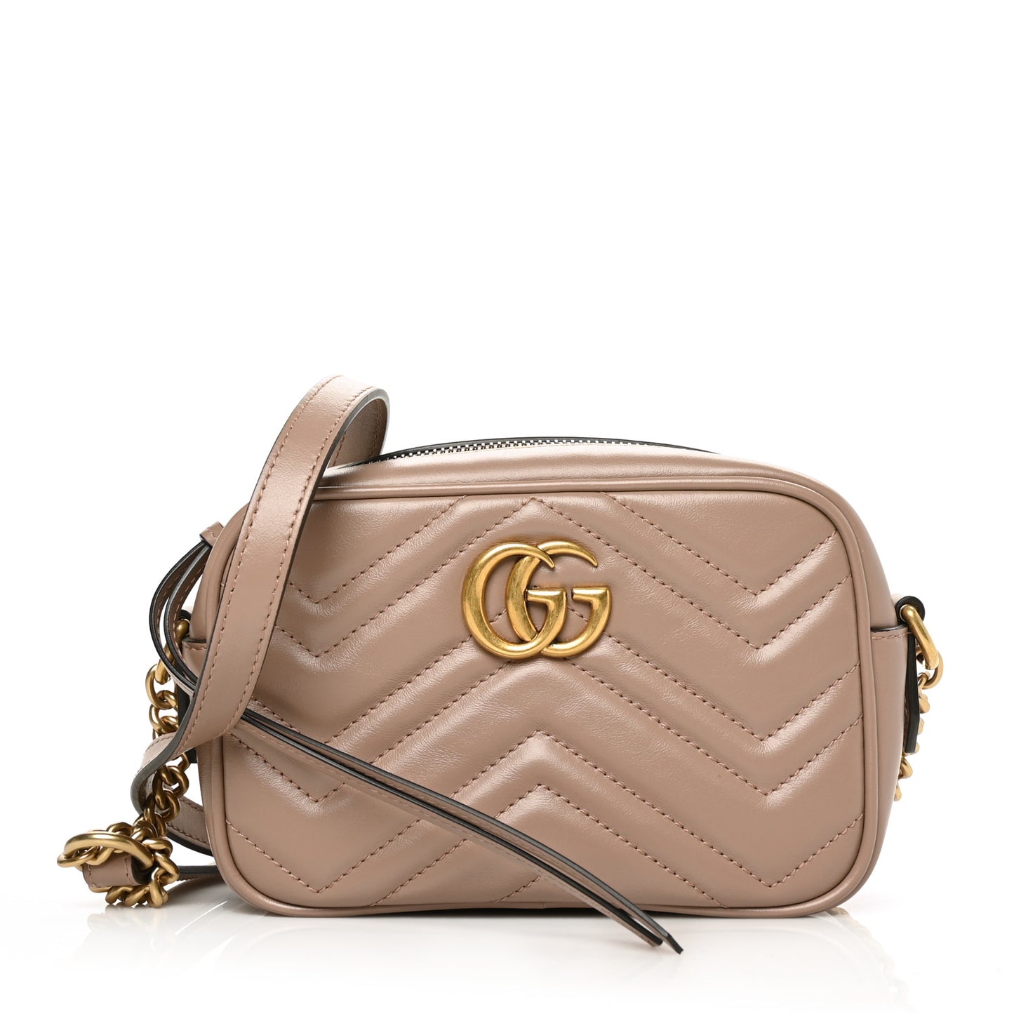 Calfskin Matelasse Mini GG Marmont Chain Shoulder Bag Porcelain Rose
