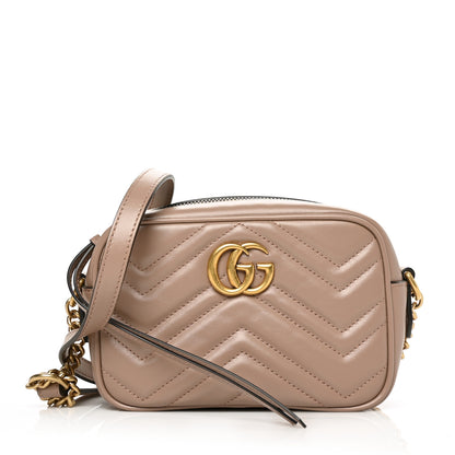 Gucci Calfskin Matelasse Mini GG Marmont Chain Shoulder Bag Porcelain Rose 1 of 7