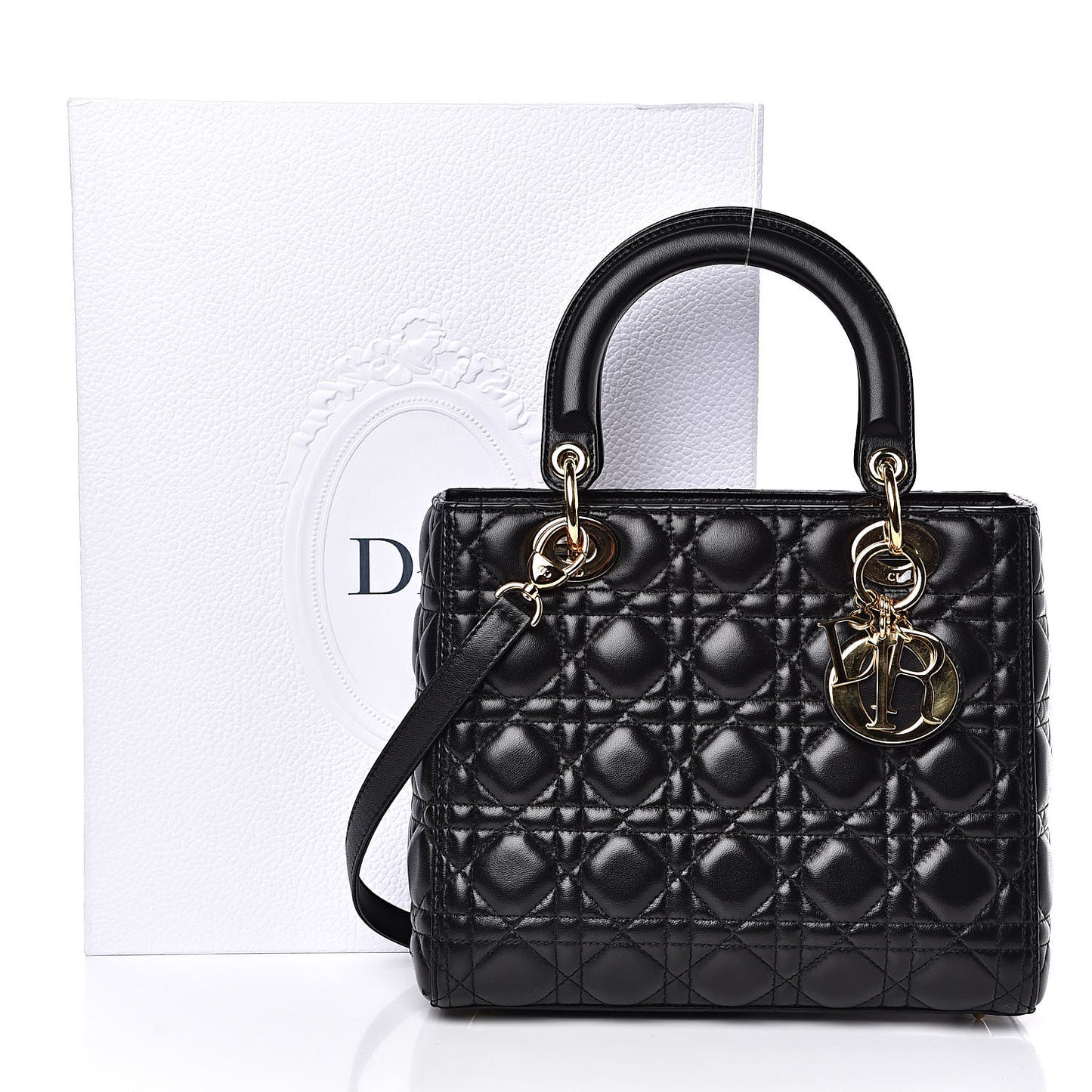 Lambskin Cannage Medium Lady Dior Black