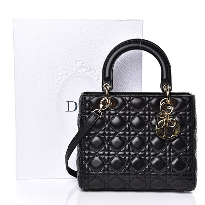 Christian Dior Lambskin Cannage Medium Lady Dior Black 12 of 12