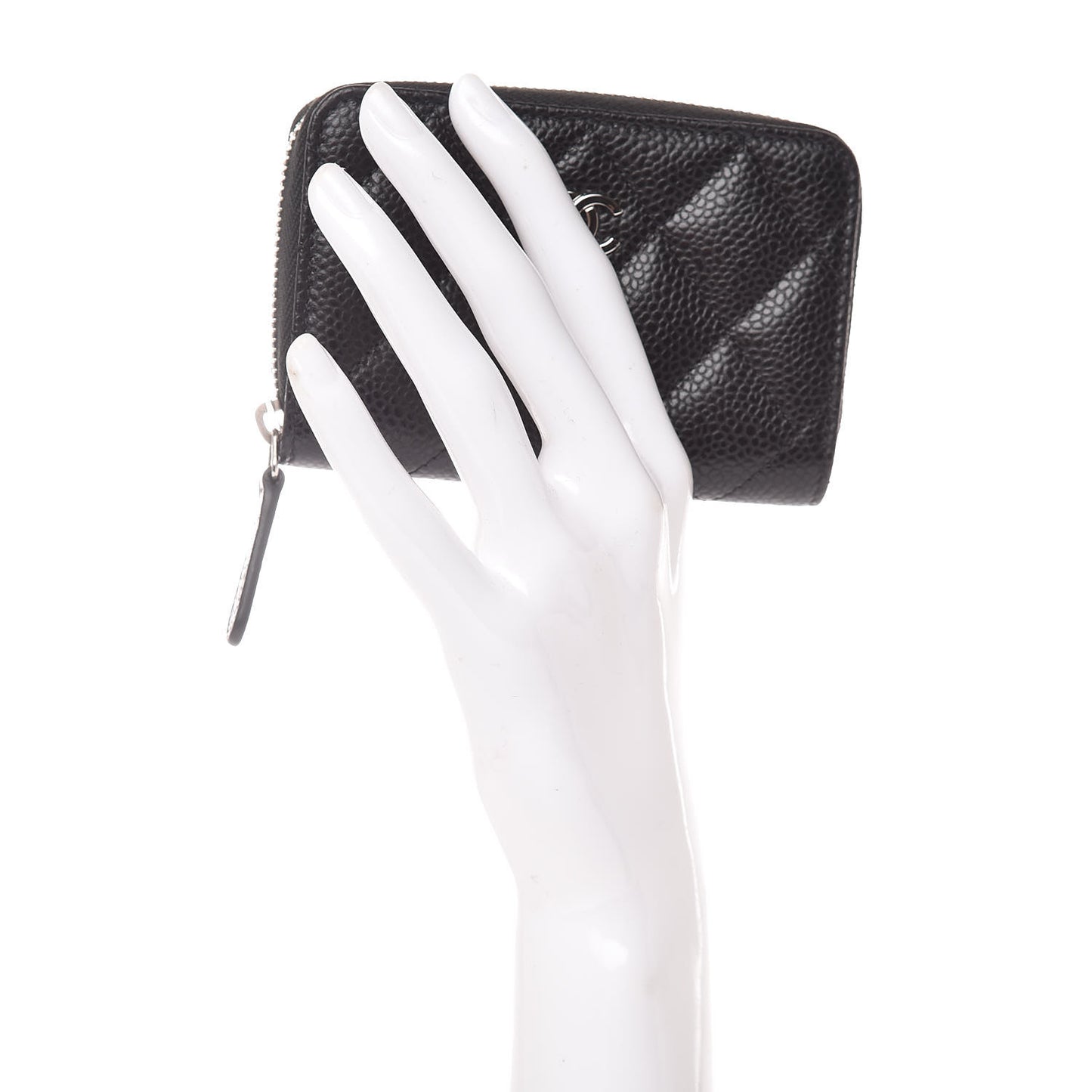 Caviar Quilted Zip Coin Purse Black