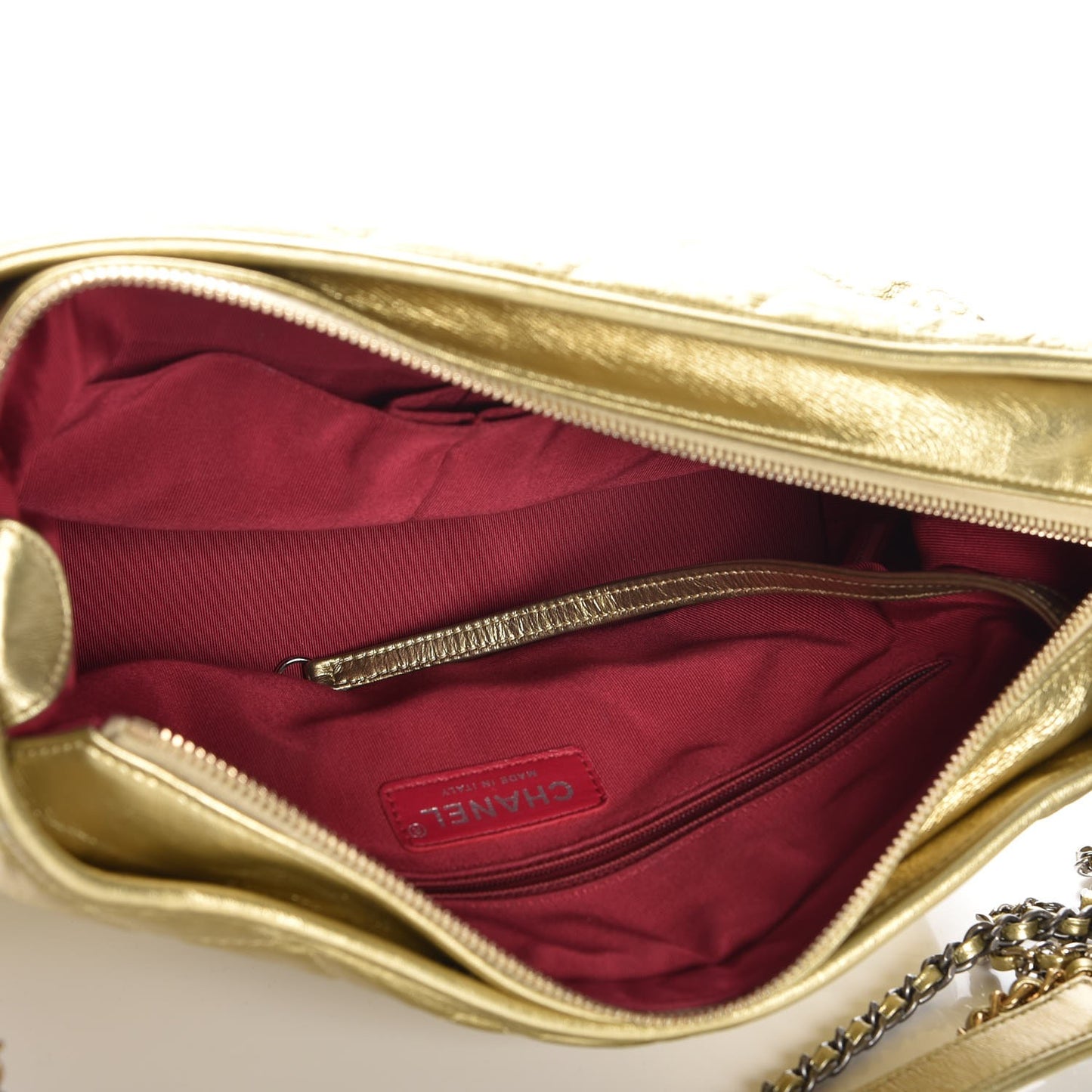 Metallic Aged Calfskin Quilted Medium Gabrielle Gold