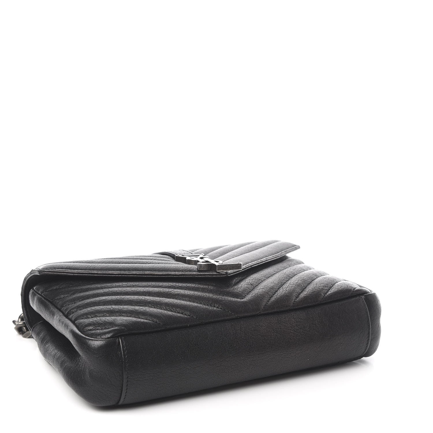 Saint Laurent Sheepskin Matelasse Chevron Monogram Medium College Bag Black 5 of 11