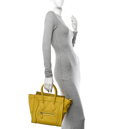 Celine Drummed Calfskin Micro Luggage Citron 2 of 14