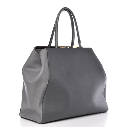 Fendi Vitello Elite Large 2Jours Tote Grigio Grigio Chiaro 3 of 11