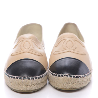 Chanel Lambskin CC Espadrilles 42 Beige Black 2 of 12