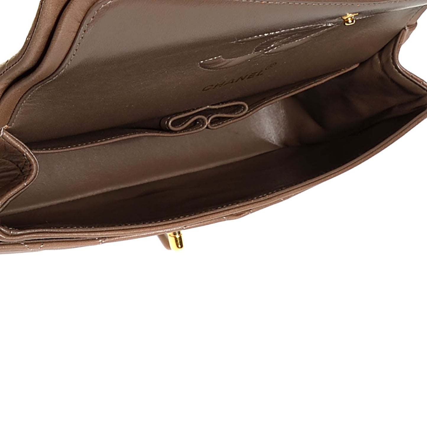 Lambskin Quilted Medium Double Flap Brown