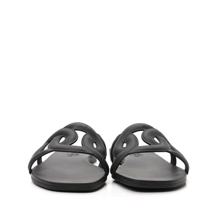 Hermes Rubber Aloha Sandals 36 Black 2 of 8