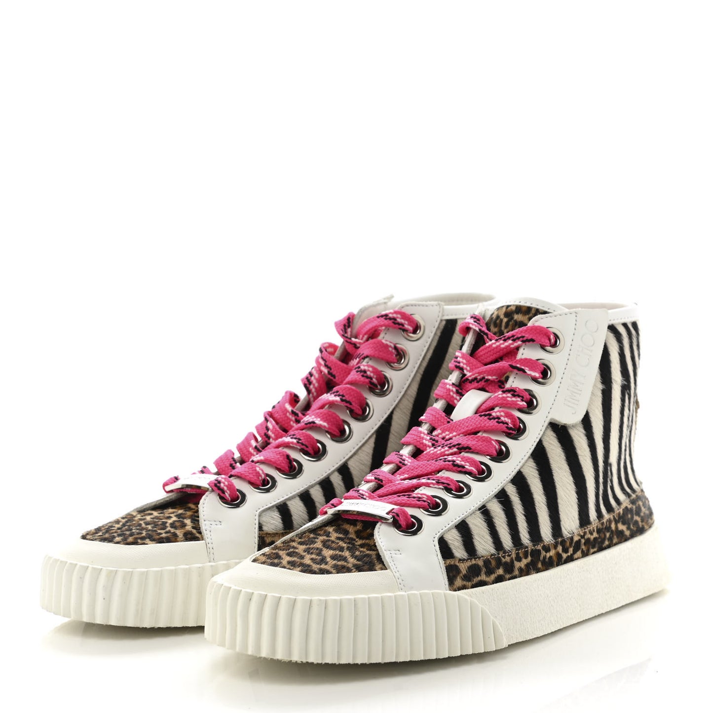 Pony Hair Zebra Print Micro Leopard Print Impala High Top Sneakers 37 Black White Sugar