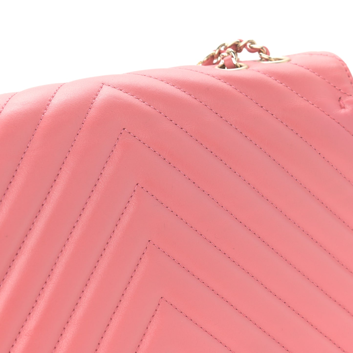 Calfskin Chevron Quilted Small Statement Flap Pink