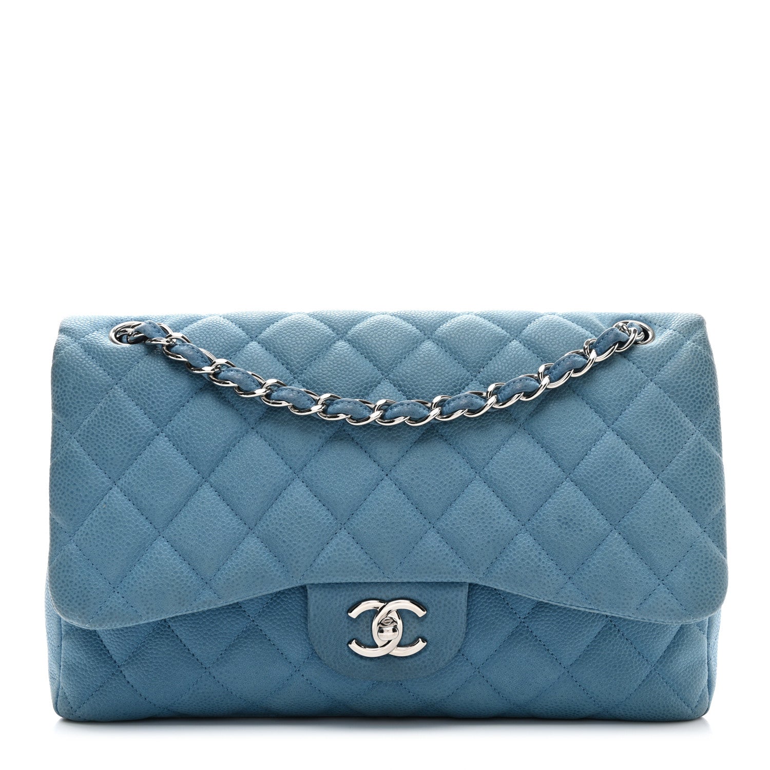 Chanel Iridescent Caviar Quilted Jumbo Double Flap Blue 1 of 11