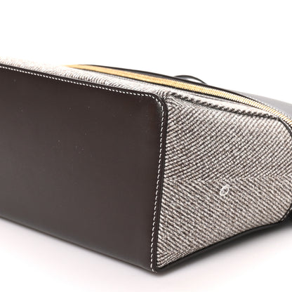 Loro Piana Calfskin Merino Wool Extra Bag L27 Natural Brown Dark Chocolate Licorice Sun Gold 9 of 10