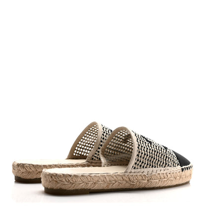 Chanel Mesh Grosgrain CC Espadrilles Mule 36 Beige Black 4 of 8