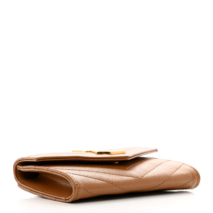 Saint Laurent Grain De Poudre Matelasse Chevron Small Monogram Envelope Wallet Natural Dark 4 of 7