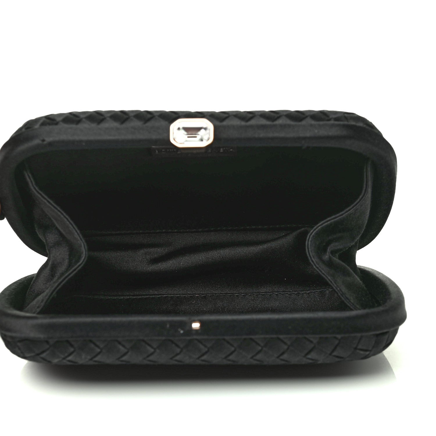 Bottega Veneta Satin Intreccio Evening Clutch Black 5 of 6