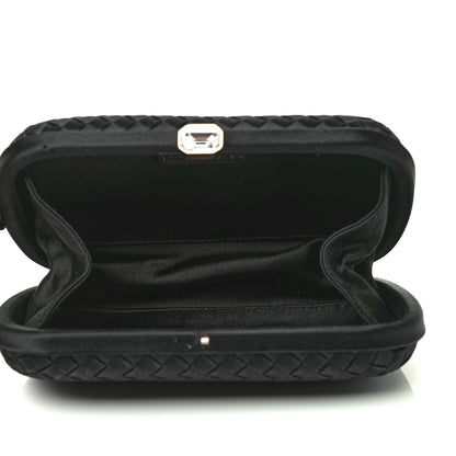 Bottega Veneta Satin Intreccio Evening Clutch Black 5 of 6