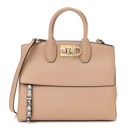 Salvatore Ferragamo Calfskin The Studio Bag Almond 1 of 10