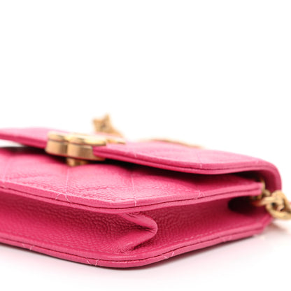 Chanel Shiny Caviar Quilted Chain Melody Card Holder On Chain Dark Pink 11 of 12