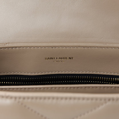 Saint Laurent Calfskin Y Quilted Monogram Toy Loulou Crossbody Bag Dark Beige 9 of 12