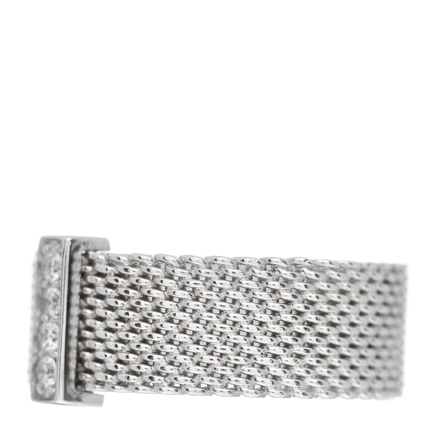 Tiffany Sterling Silver Diamond Somerset Mesh Ring 49 5 3 of 5