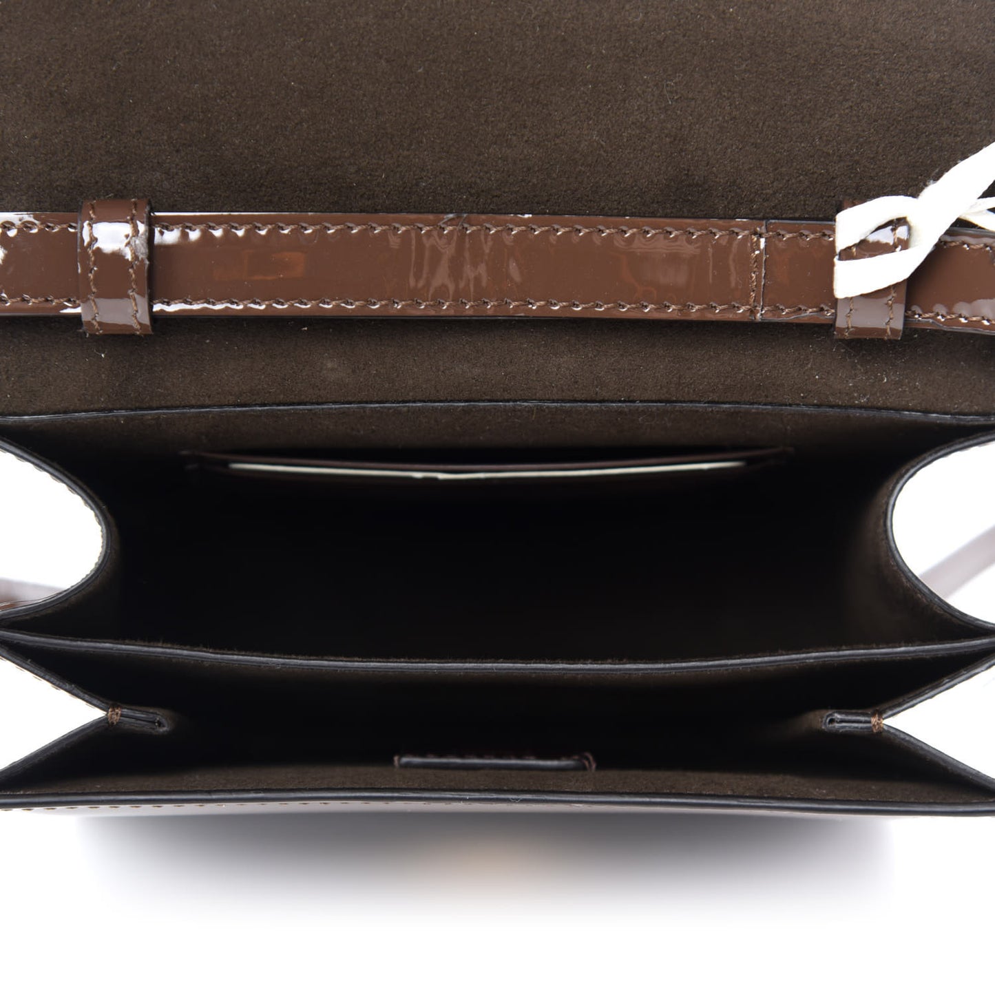 Vitello Vernice Mou Karligraphy Crossbody Bag Ebano