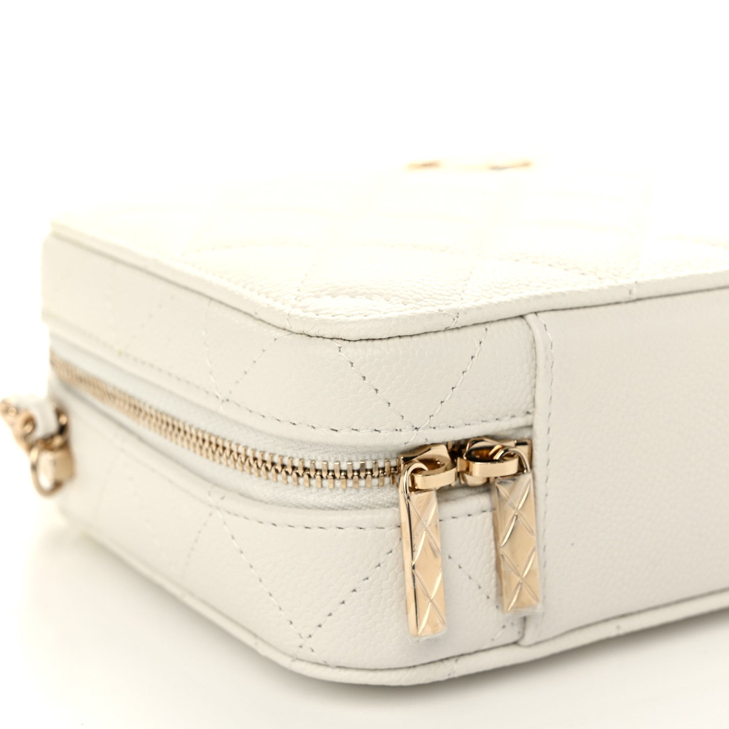 Chanel Caviar Quilted Top Handle Vanity Case White 10 of 12