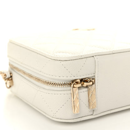 Chanel Caviar Quilted Top Handle Vanity Case White 10 of 12