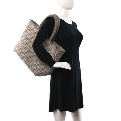 Fendi Cashmere Knit FF Large Shopper Tote Tortora 2 of 9