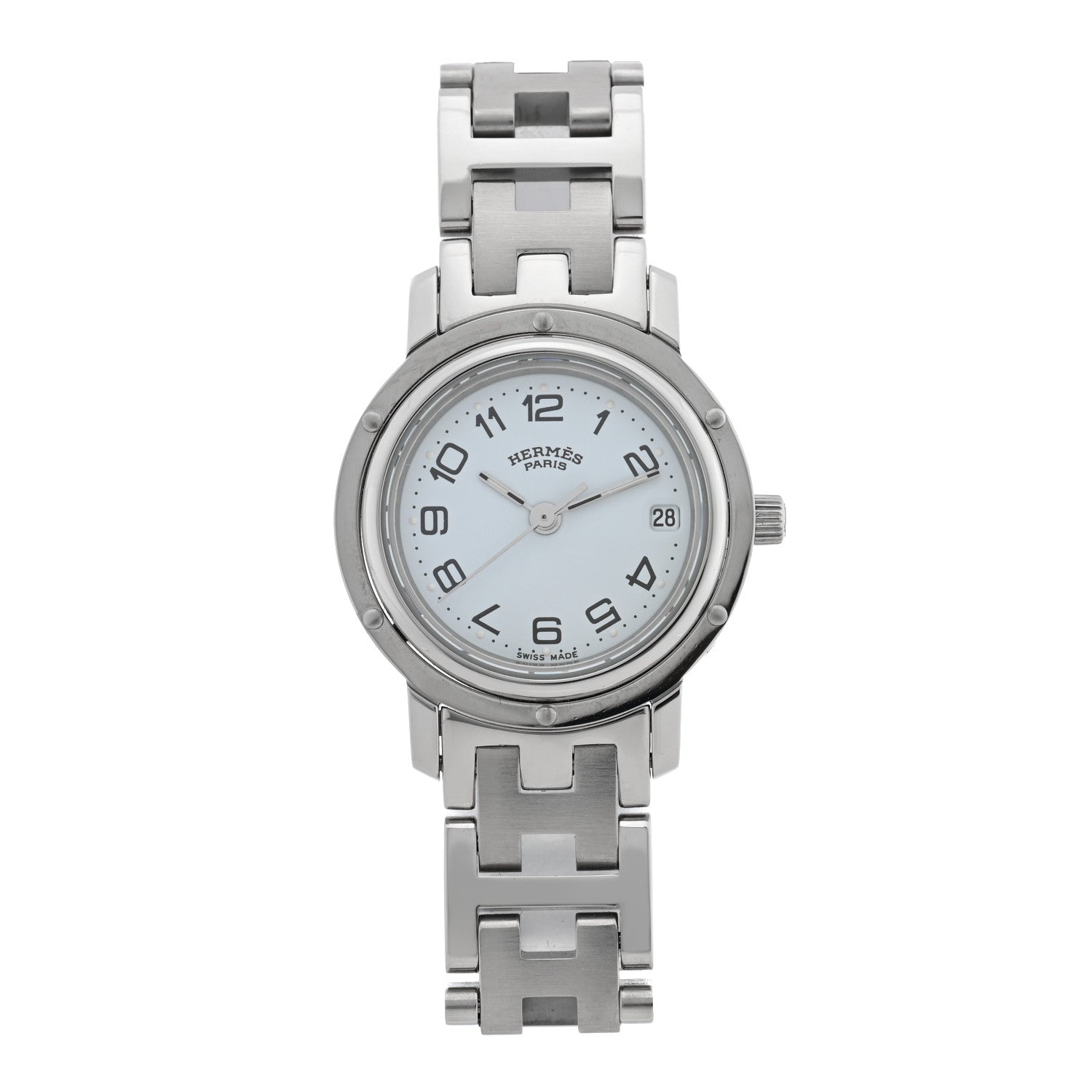 Hermes Stainless Steel 24mm Clipper Quartz Watch White 1 of 4
