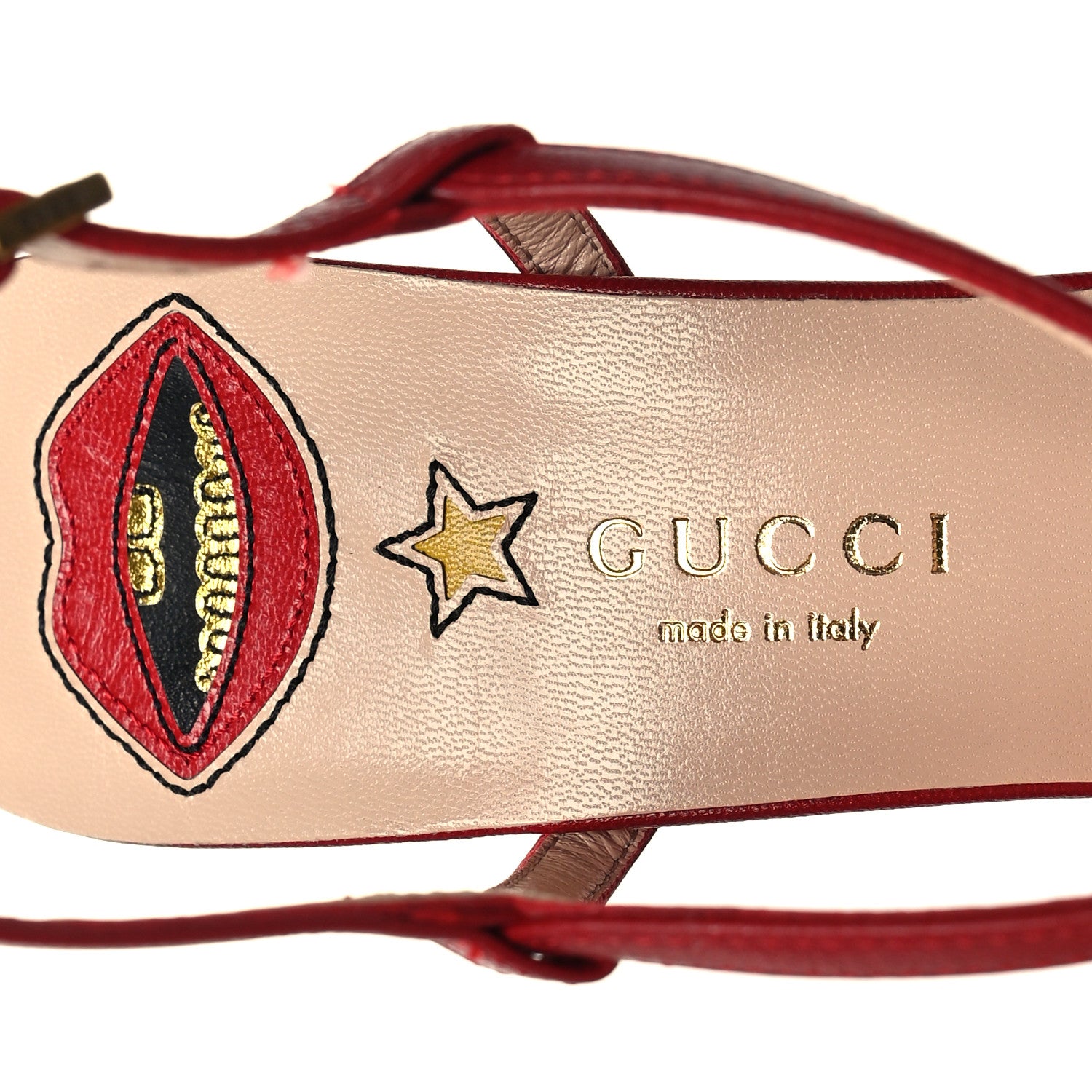 Gucci Malaga Kid Angel T-Strap Platform High Heel Pumps 38.5 Red 7 of 8