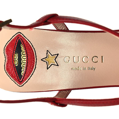 Gucci Malaga Kid Angel T-Strap Platform High Heel Pumps 38.5 Red 7 of 8