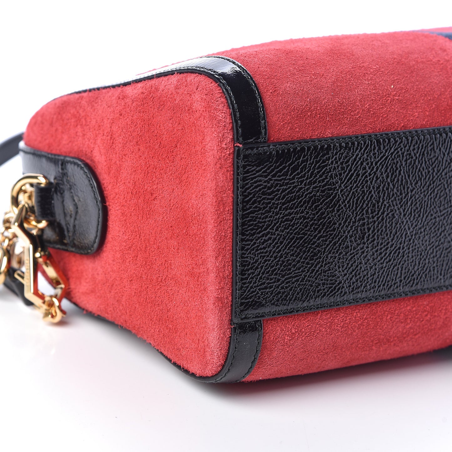 Suede Patent Web Medium Ophidia Boston Hibiscus Red Black