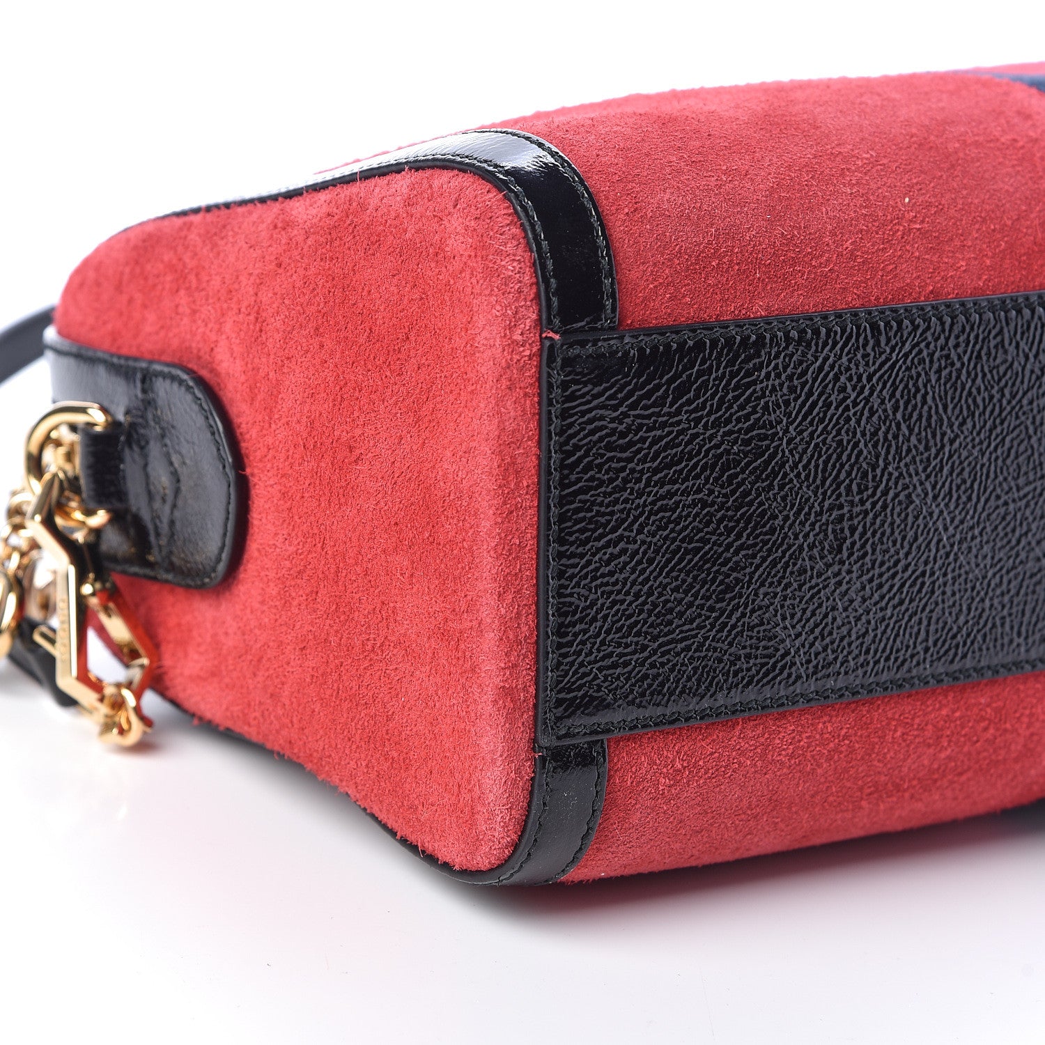 Gucci Suede Patent Web Medium Ophidia Boston Hibiscus Red Black 13 of 16
