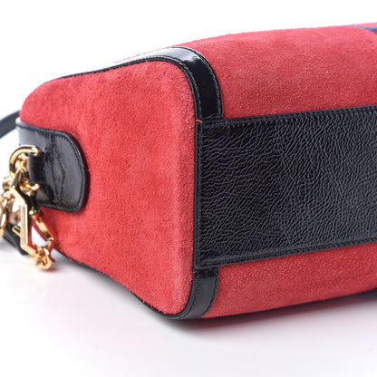 Gucci Suede Patent Web Medium Ophidia Boston Hibiscus Red Black 13 of 16