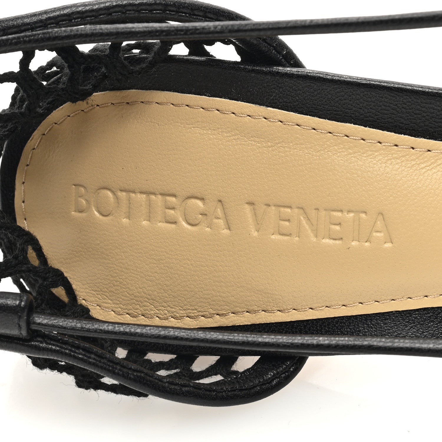 Bottega Veneta Mesh Nappa Stretch Ankle Tie Sandals 36 Black 7 of 8